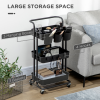 3-Tier Utility Cart, Serving Trolley with Mesh Baskets Removable Boxes, Black - Image 4