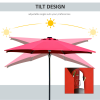 2.7m Garden Parasol Sun Umbrella Patio Summer Shelter w/ LED Solar Light - Image 4