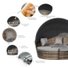 5 Pc Outdoor Plastic Rattan Wicker Round Sofa Bed Coffee Table Sectional Set - Image 4