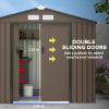 Lockable Garden Shed Large Patio Roofed Tool Metal Storage Sheds Box Khaki - Image 4