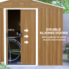 Outdoor Garden Roofed Metal Storage Shed Tool Box Ventilation & Sliding Doors - Image 4