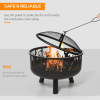 Outsunny 61.5cm 2-In-1 Outdoor Fire Pit & Firewood BBQ Garden Cooker Heater - Image 4