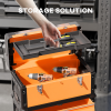 HOMCOM 3-Tier Tool Box with Wheels, Stackable Steel Toolbox - Image 5