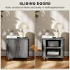 HOMCOM Nightstand with Sliding Doors and Metal Legs for Bedroom Grey - Image 4
