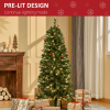 5FT Prelit Artificial Pencil Christmas Tree Warm White LED Red Berry Green - Image 5