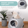 Cat Litter Box Pet Toilet With Litter Scoop Enclosed Drawer Skylight Grey - Image 5