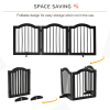 3 Panels Dog Gate w/ Support Feet Fence Safety Barrier Freestanding Wood Black - Image 5