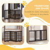 MDF Dog Gate Step over Panel Fence Expandable Folding w/Latch Support Feet Brown - Image 5