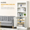 Kitchen Cupboard with 6-tier Shelving, Sideboard Double-door , White - Image 5