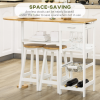 3 Piece Bar Table Set, Breakfast and Stools Wine Rack Natural White - Image 5