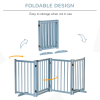 Wooden Foldable Dog Safety Barrier w/ 4 Panels for Small&Medium Dogs Blue Grey - Image 5