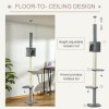 Cat Tree, Multi-Floor Pet Playhouse w/ Solid Scratching Post, Light Grey - Image 5