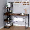 Retro Industrial Computer Desk with 4-Tier Storage Shelf Metal Frame , Brown - Image 5