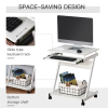Computer Desk with 4 Moving Wheels Sliding Keyboard Tray White - Image 5