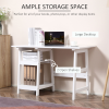 Computer Desk with Storage with Bookshelf PC Table Workstation White - Image 5