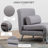 Linen Upholstered Elevated Single Sofa Bed Grey - Image 5