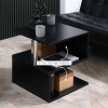 50Lx50Wx50H cm Wooden Side S Shape Cube Coffee Console Table 2-Tier Black - Image 5