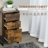 Industrial 3-Drawer Storage Chest Metal Frame Freestanding Unit Brown - Image 5