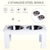 Raised Pet Feeder Elevated Double Staninless Steel Bowls Stand Water White - Image 5