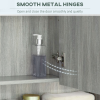 kleankin Bathroom Mirror Cabinet, Wall Mounted 3 Doors and Cupboards, Grey - Image 5