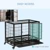 Dog Cage Pet Metal Heavy Duty with Wheels and Crate Tray for Kennel Black M L - Image 5