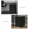 3 Draw Metal Filing Cabinet Lockable 4 Wheel Compact Under Desk Black Vinsetto - Image 5