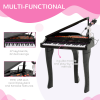 37 Key Musical Mini Piano Electrionic Keyboard Microphone Stool Black - Image 5