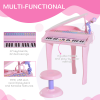 37 Key Musical Mini Piano Electrionic Keyboard Microphone Stool Pink - Image 5