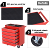 Roller Tool Cabinet Storage Box 5 Drawers Wheels Caster Garage Workshop Red - Image 5