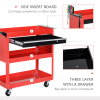 3-tier Tool Trolley Cart Roller Cabinet Storage Box Lockable Casters Red - Image 5