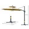 3m Cantilever Parasol w/ Solar Lights Power Bank Garden Umbrella 2-Tier Roof - Image 5