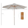 10'x8.2'H Bamboo Wooden Round Market Patio Sun Umbrella Parasol Sunshade Canopy - Image 5