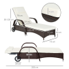 Adjustable Rattan Sun Lounger Outdoor Recliner w/ Cushion Garden Pool - Image 5