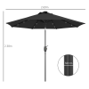 Garden 24 LED Light Parasol Outdoor Tilt Sun Umbrella Patio Club Party Sunshade - Image 5