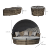 5 Pc Outdoor Plastic Rattan Wicker Round Sofa Bed Coffee Table Sectional Set - Image 5