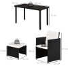 5 PCs Rattan Garden Furniture Wicker Weave Sofa Set Dining Table Chair Footrest - Image 5