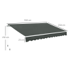 3.5x2.5m Manual Awning Canopy Retractable Sun Shade Shelter Winding Handle - Image 5