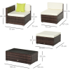 5PC Rattan Furniture Set Wicker Sofa Glass Tempered Tea Table & Cushion Pillows - Image 5