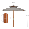 2.7 m Double Tier Garden Sun Umbrella Sunshade Wooden Parasol Shade Canopy - Image 5