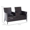 2-Seater PE Rattan Outdoor Garden Bench w/ Centre Table - Image 5