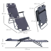 2 in 1 Sun Lounger Folding Reclining Chair Camping Adjustable Back & Pillow - Image 5