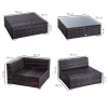 6 PC Rattan Sofa Coffee Table Set Sectional Wicker Weave Furniture - Image 5