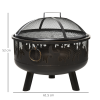 Outsunny 61.5cm 2-In-1 Outdoor Fire Pit & Firewood BBQ Garden Cooker Heater - Image 5