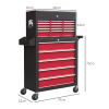 HOMCOM Rolling Tool Chest Lockable Roller Cabinet with with 14 Drawers Red - Image 5