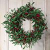 60cm (24 inches) Large Luxury Christmas Mistletoe Leaf and Red Berry Floristry Wreath - Image 3