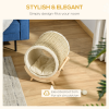 Elevated Cat House Kitten Bed Pet Shelter with Scratcher Cushion, Beige - Image 6