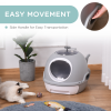 Cat Litter Box Pet Toilet With Litter Scoop Enclosed Drawer Skylight Grey - Image 6
