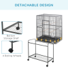 Rolling Bird Cage w/ Detachable Stand, Storage Shelf, Wood Perch, Food Container - Image 6