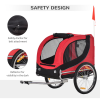 Dog Bike Trailer Pet Cat Carrier for Small Medium Puppy Travel Black and Red - Image 6