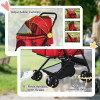 Pet Stroller Foldable Travel Dog Cat Carriage w/ Reversible Handle Brake Basket - Image 6